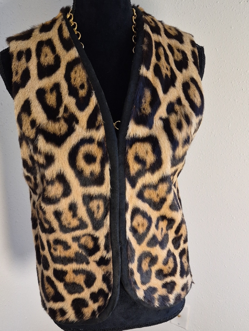 VINTAGE 90s Calf Hair Leopard Print Vest Custom Made Small - Picture 3 of 6